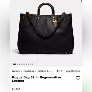 RARE Coach Rouge Bag 39 in Regenerative Leather - fits 13inch laptop